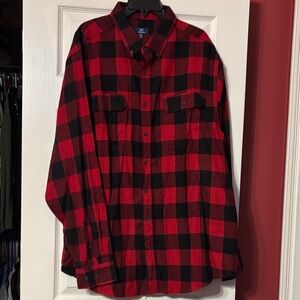 George Men's Red and Black Buffalo Plaid flannel shirt size  2XL (50-52)